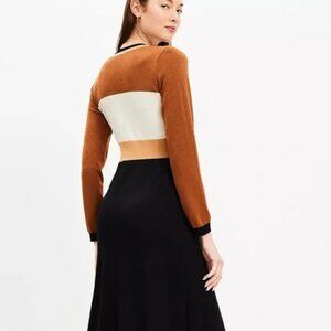 LOFT NWT Maxi Dress Brown+Black Color Block